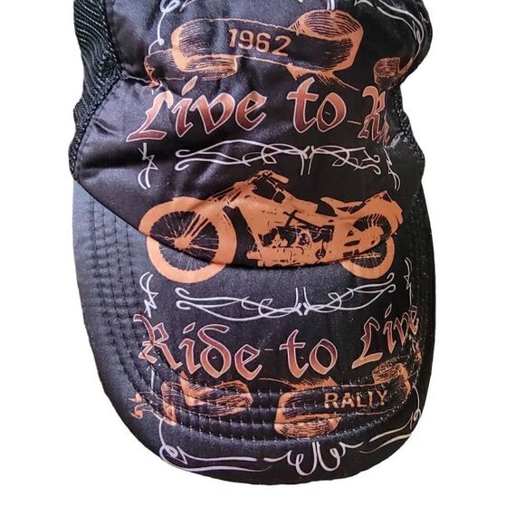 Vintage Rise To Live To Ride Hat 1962 Snapback Motercycle Biker Mesh Cap - Picture 3 of 6